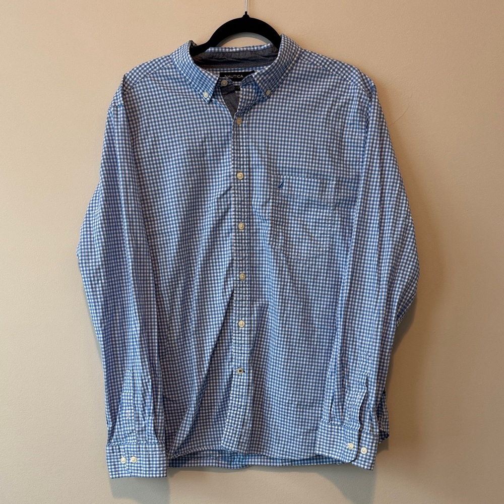 Nautica Blue Checkered Men's Shirt